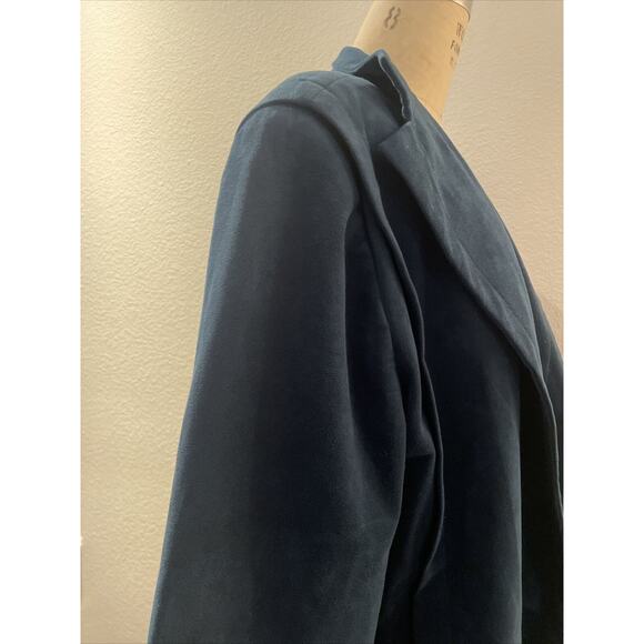 charles klein, blue suede long open coat, vintage , no size tag - Picture 3 of 9